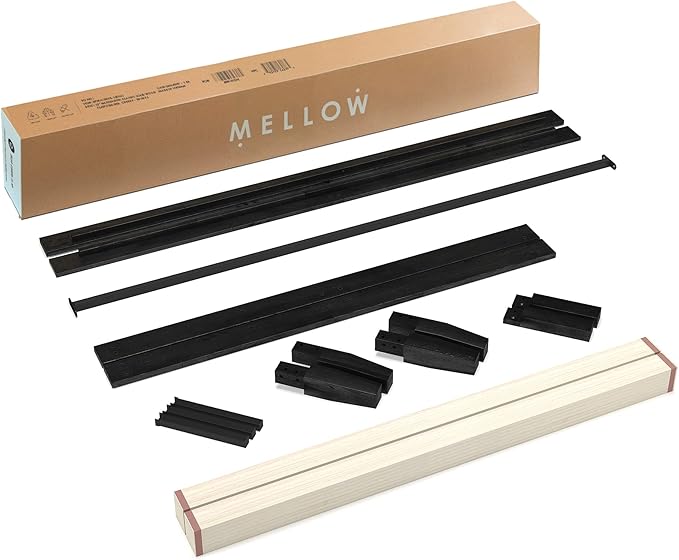 Mellow Naturalista Classic 12 Inch Solid Wood Platform Bed with Wooden Slats Full, Black