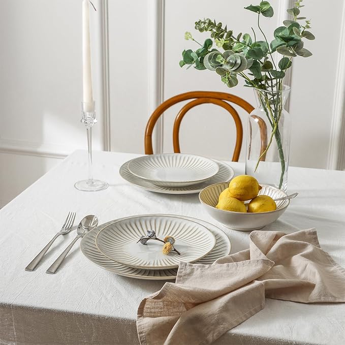 Stone Lain Linea 12-Piece Dinnerware Set Stoneware, White