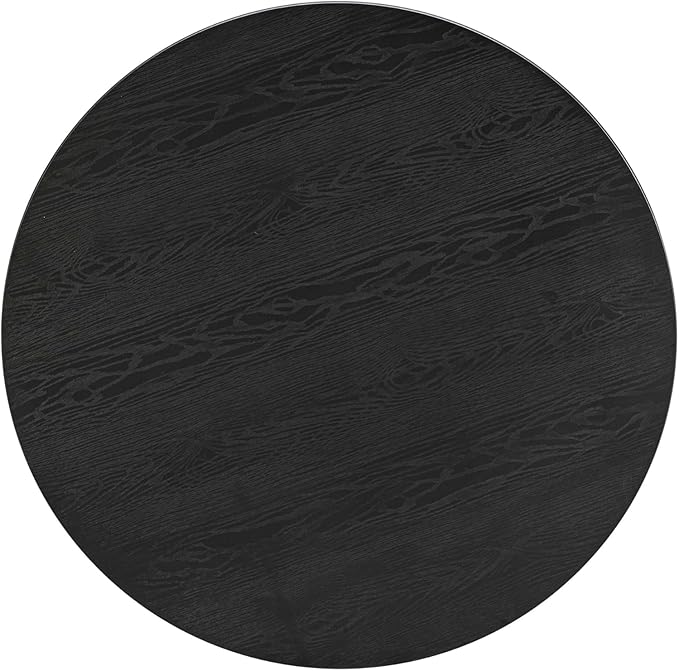 NTC 40 Inch Summit Modern Classic Tambour Wooden Round Coffee Table – Waterproof & Heat Resistant, Burnt Black