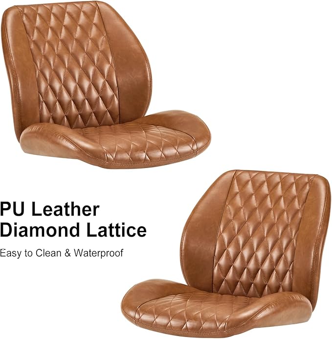 YFO Home Office Chair Office Rubber Casters Ergonomic Computer Chair with Lumbar Support Adjustable Height Rolling Swivel Executive Task Armrests Chair๏ผ Brown Leather