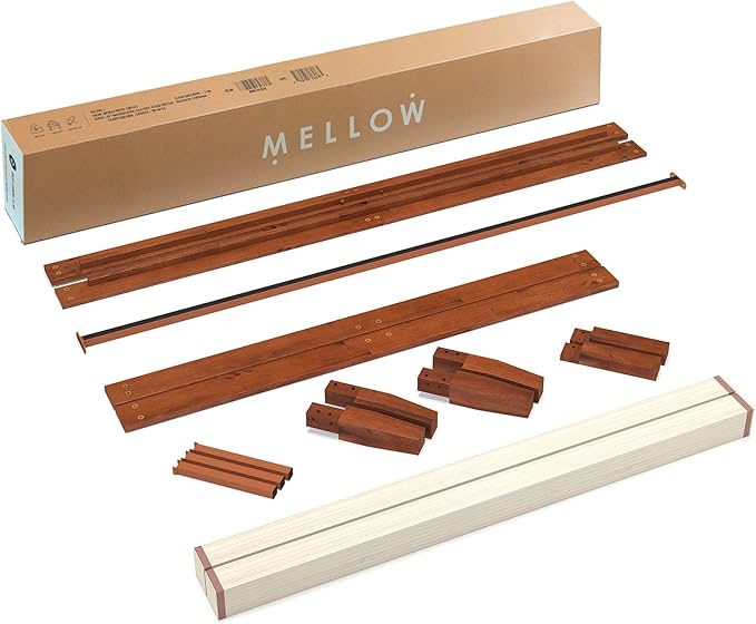 Mellow Naturalista Classic 16 Inch Solid Wood Platform Bed with Wooden Slats, Cherry, Queen