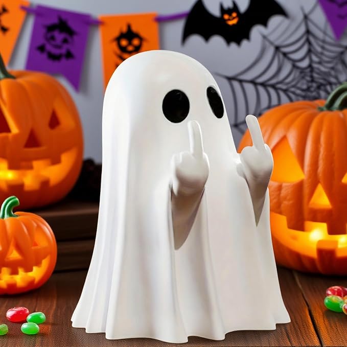 Big Halloween Ghost Figurine - Ghost 4.5 inch Cute Ghost, Funny Resin Statue Halloween Decorations Indoor