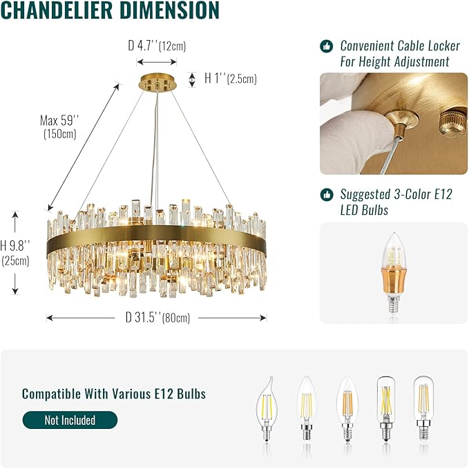 Siljoy Modern Crystal Chandelier 16-Light Large Luxury Gold 2-Tiers Raindrop Chandelier Flush Mount Crystal Pendant Ceiling Light Fixture for Living Room Dining Room Entryway Foyer D31.5''