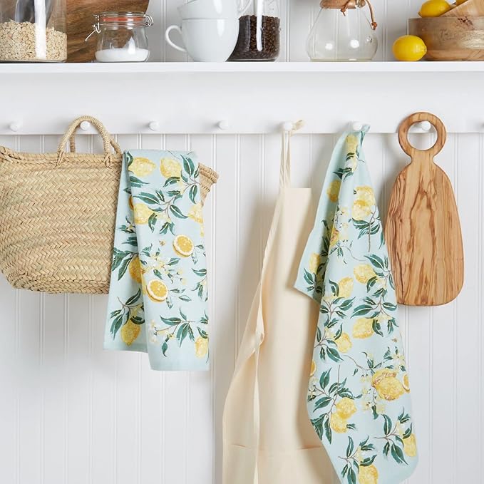 Martha Stewart Kitchen Towels 2 Pack Dual Purpose Decorative Dish Towels 16x28 Lemon Whimsy