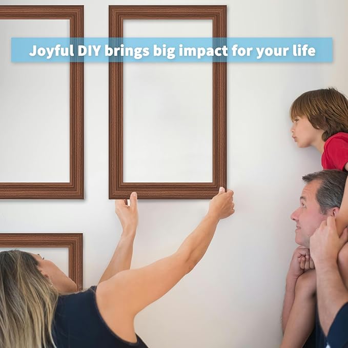 Art3d Pre-Cut Wall Molding Set of 6 pcs, Ready-to-Assemble Wainscoting Panels for Interior Wall Décor Living Room Bedroom Accent Wall - Installed with Glue, 3 Top 3 Bottom, Walnut