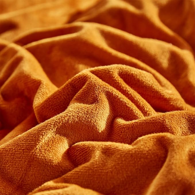 CLOTHKNOW Burnt Orange Fluffy Queen Comforter Set 3Pcs Velvet Bedding Comforter Sets Rust Comforter Terracotta Comforter Queen with 2 x Pillow Cases