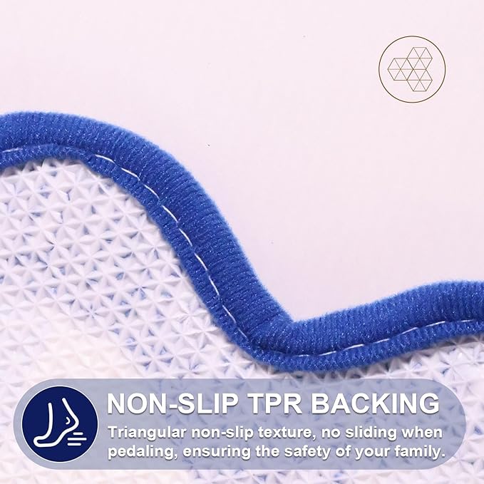 ORTIGIA Cute Blue Checkered Scalloped Bath Mat, Fun Plush Microfiber Bathroom Rugs Non Slip Washable Quick Dry Absorbent, Bath Rug for Shower Stall Vanities Kitchen Floor Entrance, 20x32