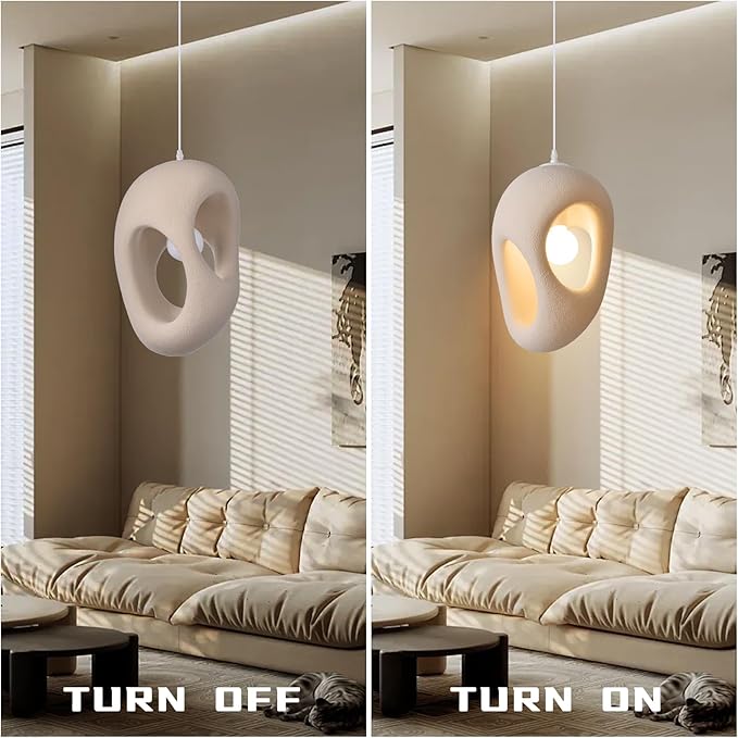 1 Light EPS Dining Room Pendant, Modern Nordic Cement Chandelier Fixture, Concrete Wabi Sabi 9.84''W Ceiling Kitchen Hanging Lamp