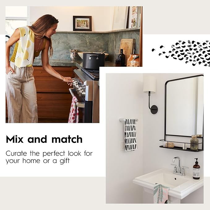 GEOMETRY Kitchen Tea Towels Quick Dry Microfiber Premium Towel Every Sunday and Every Level Every Bloom 2 Pack Set