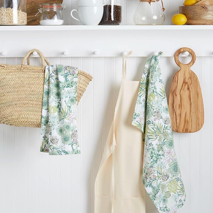 Martha Stewart Kitchen Towels Set of 2 Succulents 16x28 Dish Towels