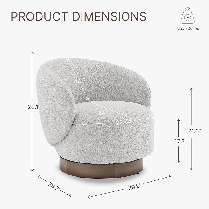 Swivel Accent Chair Round Barrel Armchair Upholstered Performance Fabric for Living Room Bedroom Reading Waitingroom,2 PCS,Light Grey