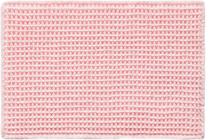 Light Peachy Pink Bathroom Rugs, Waffle Bath Mat Non Slip Washable Quick Dry Cute Bath Mat Boho Farmhouse Bathroom Decor, 30"x20" Light Peachy Pink