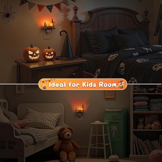 L LOHAS LED Halloween Night Light,Ghost Campfire Nightlight,Campfire Flickering Night Lights Plug into Wall,Halloween Decorations for Party,Adults,Kids,Gift