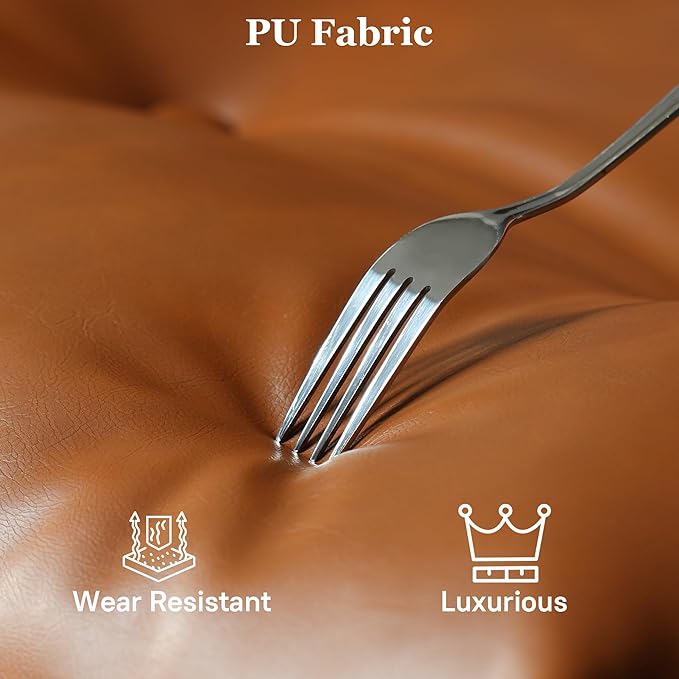 Mid Century Modren Big and Tall Office Chair,Large Ergonomic Executive Chair for Heavy Duty People, Desk Task Chair with Wheels, Faux Lether Fabric Wide Chair for Home Sturdy,Brown(PU)