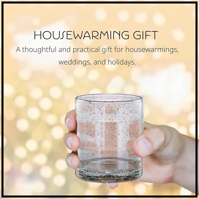 Artland 14oz Double Old Fashion Glass, Set of 4 | Iris Seeded Design, Clear | Drinking Glass for Parties and Everyday Use - Mojito, Whiskey, Cocktail | Glassware & Barware Essentials