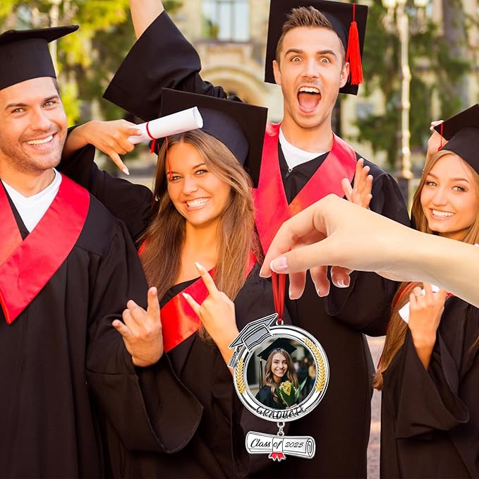 COCHIE Metal Class of 2025 Picture Frame Ornaments for Tree Stocking Decorations, Personalized Xmas Graduation Photo Frame Ornament Keepsake, Christmas Graduate Gifts Ideas