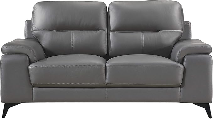 Homelegance 67" Leather Loveseat, Dark Gray