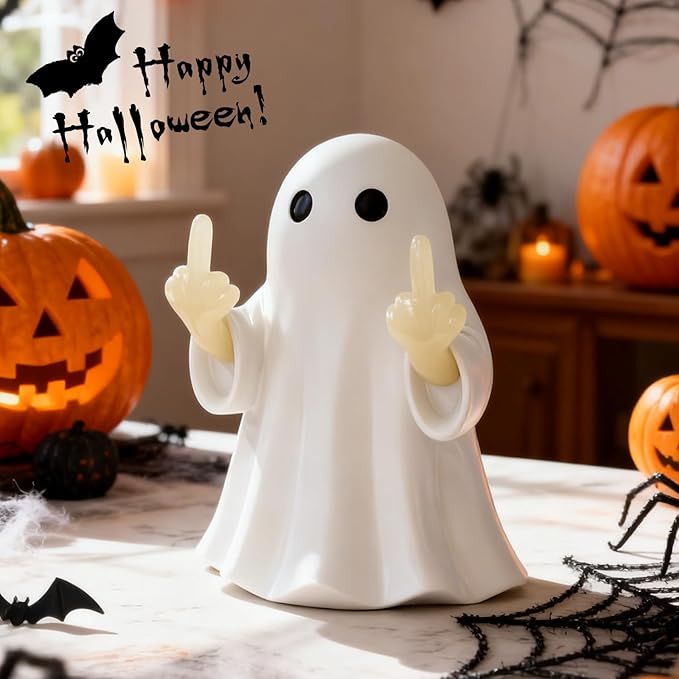Halloween Ghost Figurine -7.5in Wall-Mounted Ghost Decorations, Cute Ghost Statue for Home, Desk, Party Porch Decor & Wall Decorations for Halloween