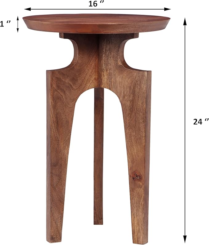 Christopher Knight Home Catrio Wood End Table with 3-Legged, Mid-Century Accent End Table Coffee Table with Solid Wood Leg for Living Room Bedroom or Small Spaces, Fully Assembled, Honey