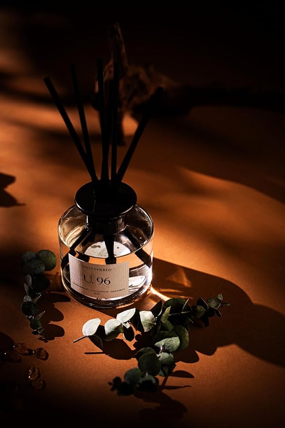 U.96 Luxury Reed Diffuser - Lemongrass, Eucalyptus & Amber | 100% Natural Essential Oils | Calming & Refreshing Fragrance | Long-Lasting Aromatherapy for Home, Office & Bathroom (5oz | Up to 5 Months)