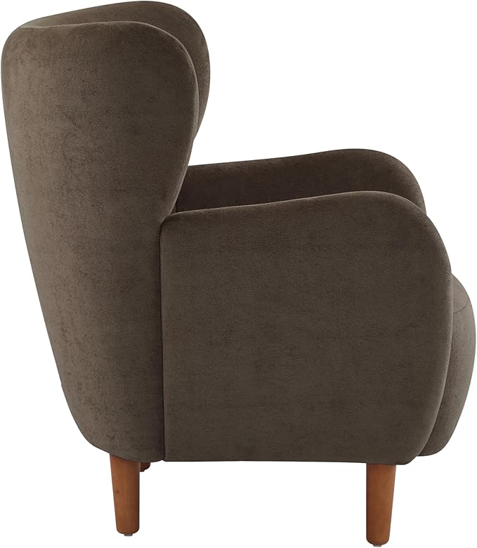 Christopher Knight Home Dolly Mid-Century Modern Velvet Upholstered Wingback Club Chair, Living Room Lounge Chair for Relaxation, Reading Armchair, Solid Wood Living Room Accent Chair, Dark Brown