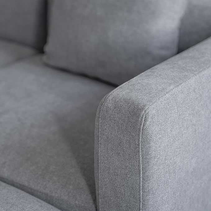 Acanva Luxury L-Shaped Upholstery Convertible Modular Sectional Sofa, Contemporary Reversible Couch with Chaise Lounge for Living Room, Apartment, Linen-Like Grey