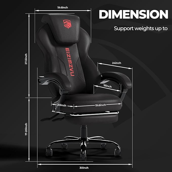 Ergonomic Office Chair with Adjustable Headrest and Footrest, High Back Desk Chair with Linkage Armrests, Reclining Swivel Chair for Home Office, Executive Office Chair (Red)