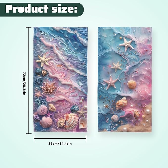 Marble Texture Kitchen Towels Set of 2 Starfish Shells Pearls Dish Towels Gifts for Women 16x24 Tabletop Decor Marble