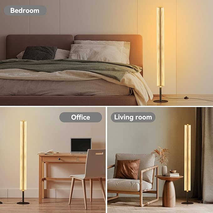 NUÜR Modern Floor Lamp, Dimmable Standing Lamp with Remote Control, Stepless Adjustable Colours & Brightness, Industrial Lighting for Living Room, Bedroom, Office (LED Floor Lamp)
