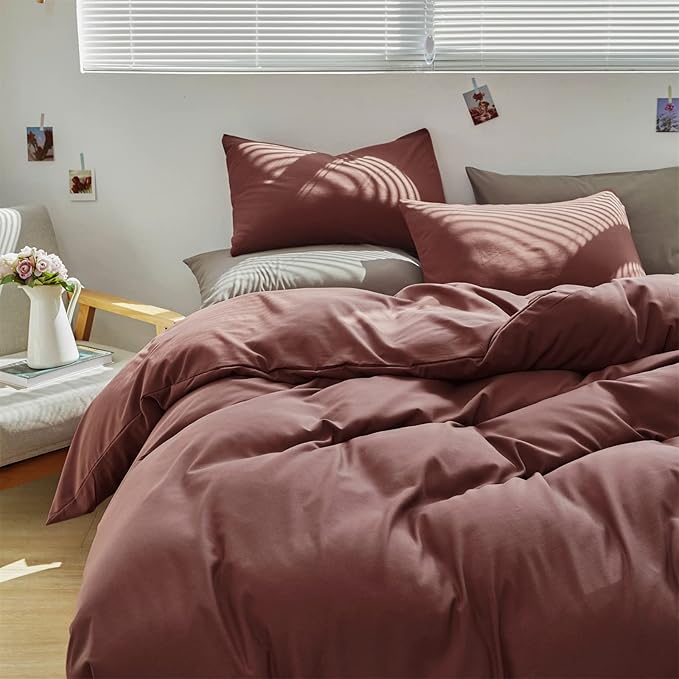 CLOTHKNOW Brick Red Comforter Set Twin/Twin XL Rust Red Bedding Comforter Sets Boys Girls Red Bedding Sets Dark Rust Bed Comforter Sets