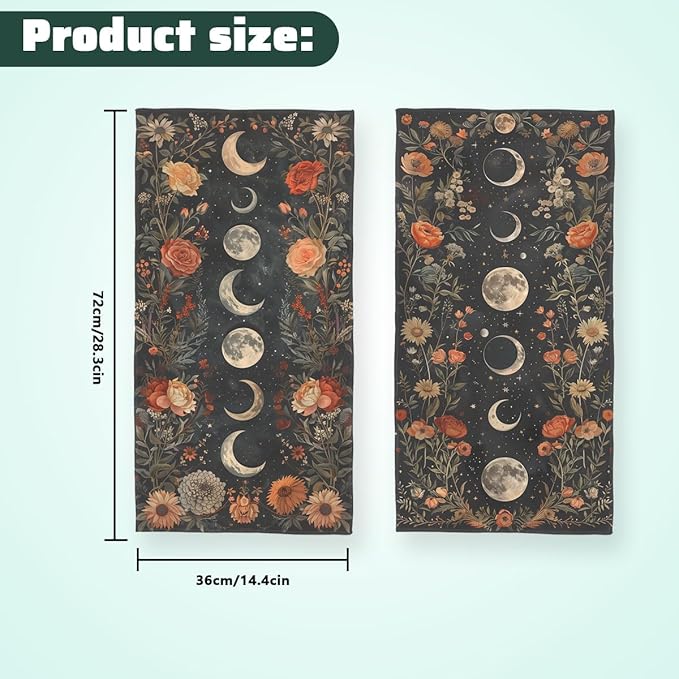 Moon Phases Boho Kitchen Dish Towels Decorative Tea Towels Absorbent Gothic Bohemian Towels 16x24, Housewarming Gift