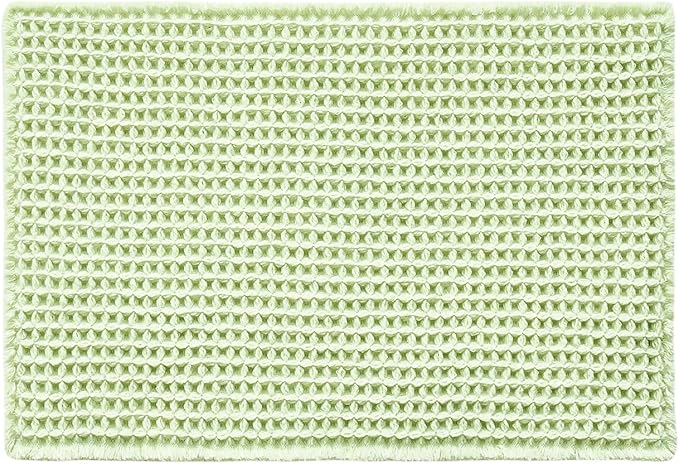 Waffle Bath Mat, Boho Bathroom Rugs Non Slip Washable Super Absorbent Quick Dry Cute Bath Mat Farmhouse Bathroom Decor, 30"x20" Pale Green