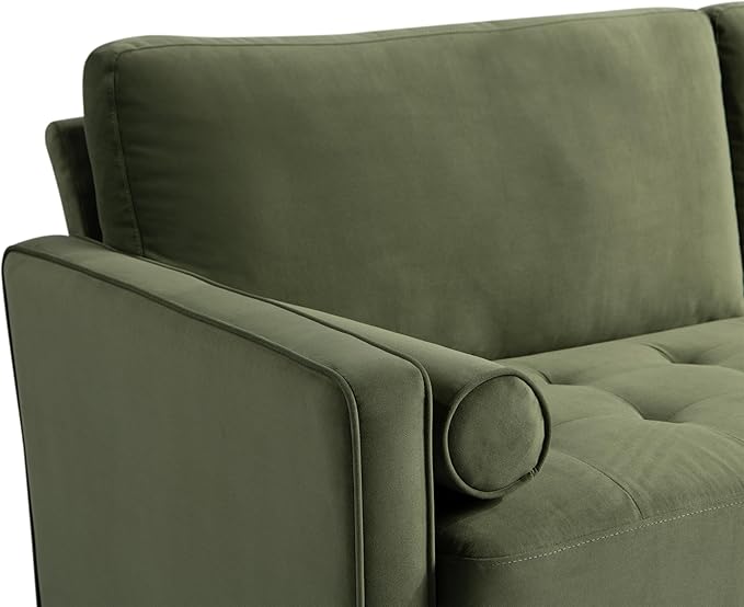 Studio Living® Lexington 75.6" Sofa, Mid-Century Modern, Pocket Coil Comfort, Easy Assembly, Velvet Fabric, Olive Green