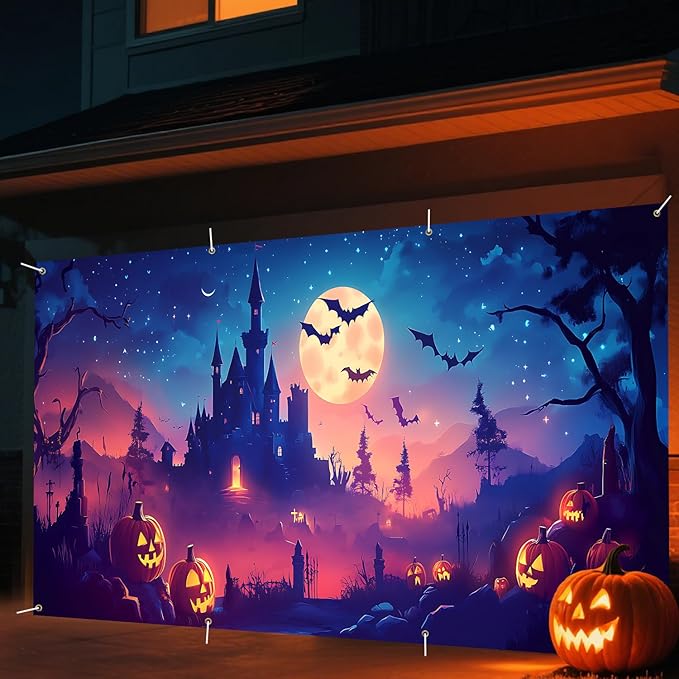 6 x 13 ft Halloween Garage Door Decorations Halloween decorations Witch Door Cover, Hanging Banner, Cauldron Backdrop Mural for Home, Outdoor, Indoor, Spooky Party, Wall, Window