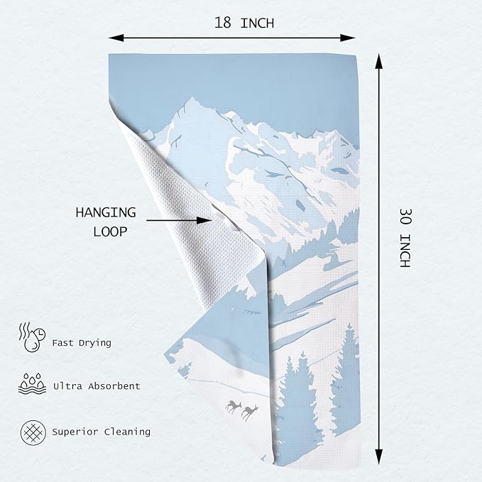 Eunzel Kitchen Tea Towel Quick Dry Microfiber Dish Towels 18x30 Snow Mountain