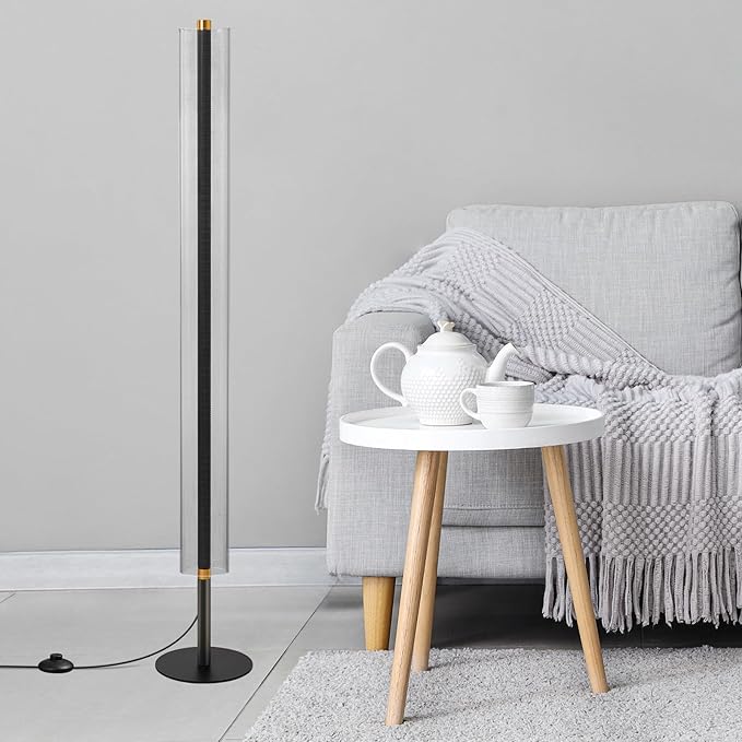 NUÜR Modern Floor Lamp, Dimmable Standing Lamp with Remote Control, Stepless Adjustable Colours & Brightness, Industrial Lighting for Living Room, Bedroom, Office (LED Floor Lamp)