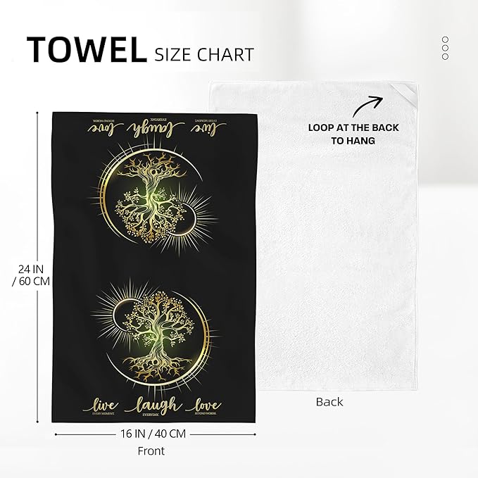 Live Laugh Love Kitchen Towels Set of 2 Absorbent Tree Life Hippie Witchy Aesthetic Cute Moon Dish Towels Tabletop Decor