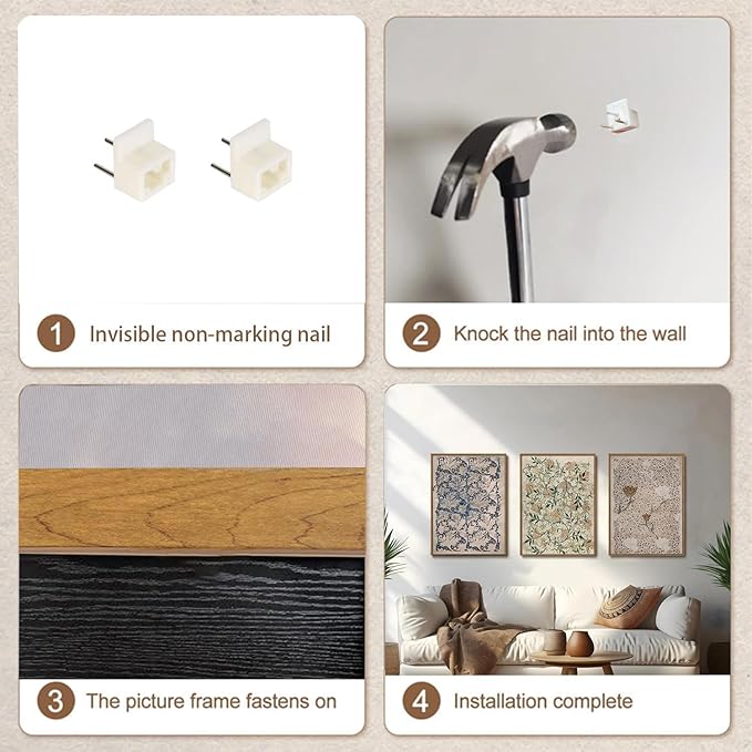 ILLBDR Vintage Framed Wall Art Abstract Floral Canvas Wall Art Set of 3 Boho Botanical Prints Gallery Artwork Neutral Flower Pictures Decor for Bedroom Living Room 16x24 Inch