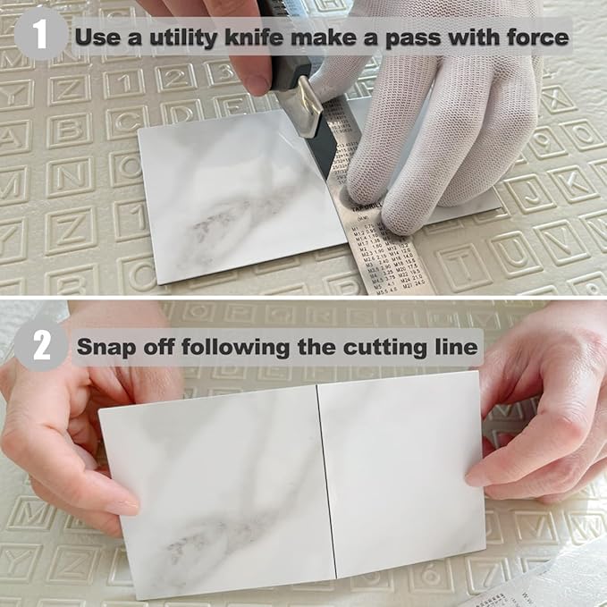 AULIGET 3" x 6" Subway Tile Peel and Stick Backsplash, Thick PVC Stick on Wall Tiles (4, Polished White Marble)