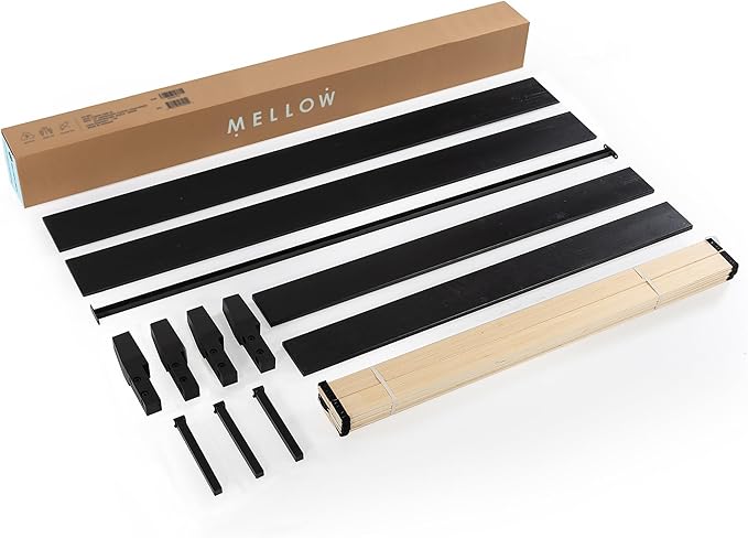 Mellow Naturalista Grand 12 Inch Solid Wood Platform Bed with Wooden Slats, Easy Assembly, Queen, Black