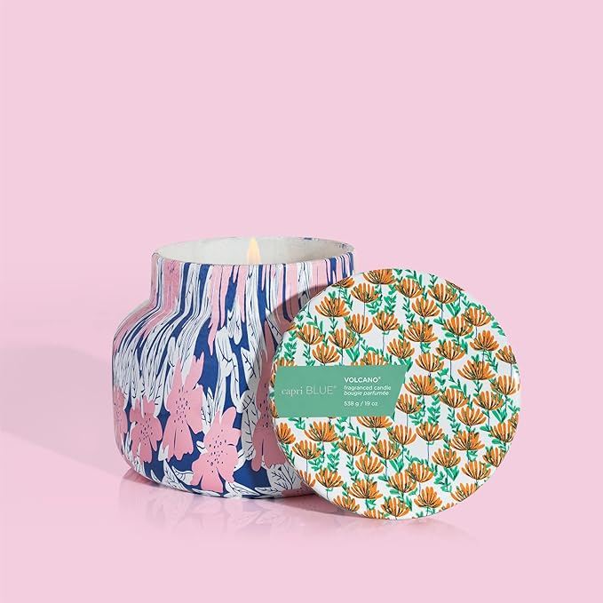 Capri Blue Scented Candles - Pattern Play Glass Jar Candles - Long Lasting Soy Wax Blend - Luxury Home Decor - Notes of Tropical Fruits & Sugared Citrus - Gifts for Women (Volcano, 19 oz)