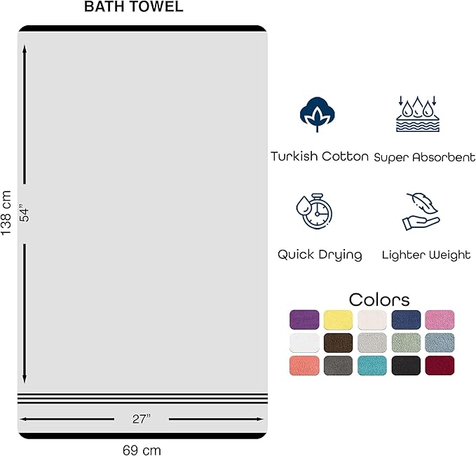 Hawmam Linen Bath Towels 4 Pack 100% Turkish Cotton Soft Lightweight and Highly Absorbent Quick Drying Towels, White
