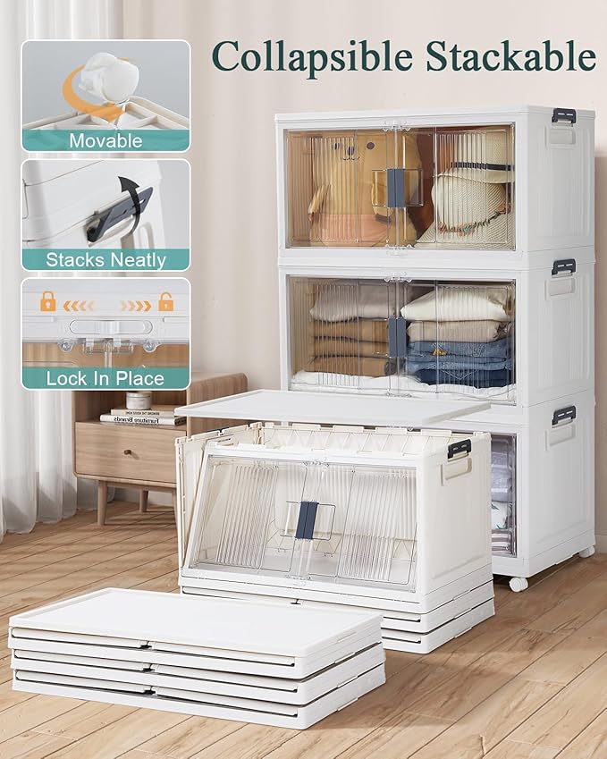 OlarHike Stackable 3Pack Storage Bins with Lids Folding Storage Box