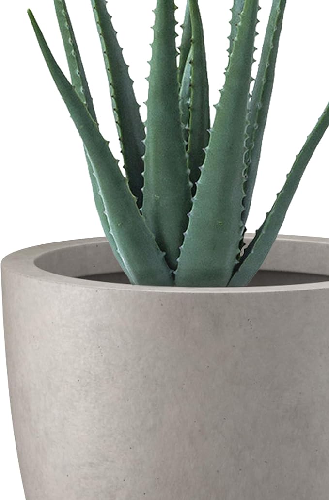 Kante 10 Inch Dia Round Concrete Planter, Indoor Outdoor Large Plant Pot with Drainage Hole and Rubber Plug for Home Patio Garden, Buff Concrete