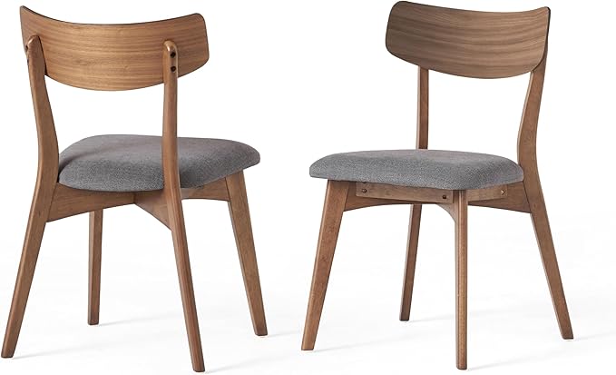 Christopher Knight Home Upholstered Wood Dining Chair,Stylish Designed Dining Room Chair (Set of 2),Dark Gray