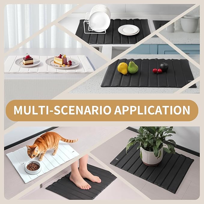 Stone Drying Mat for Kitchen Counter-Super Absorbent PU Dish Drying Mat, Quick Dry Stone Mat Kitchen for Dishes, Bottles & Cups, Large Foldable Stone Dish Drying Mat, Non-Slip Kitchen Mat