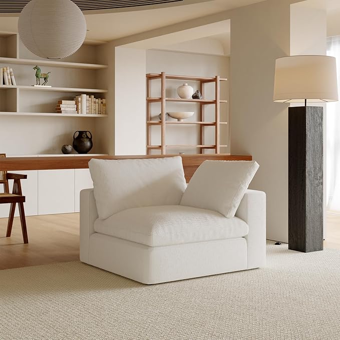 Acanva Oversized Modular Sectional Cloud Couch, Free Combination Minimalist Sofa with Shredded Latex Filled Cushion and Removable Slipcovers for Living Room, Apartments, Home Office, Corner Piece