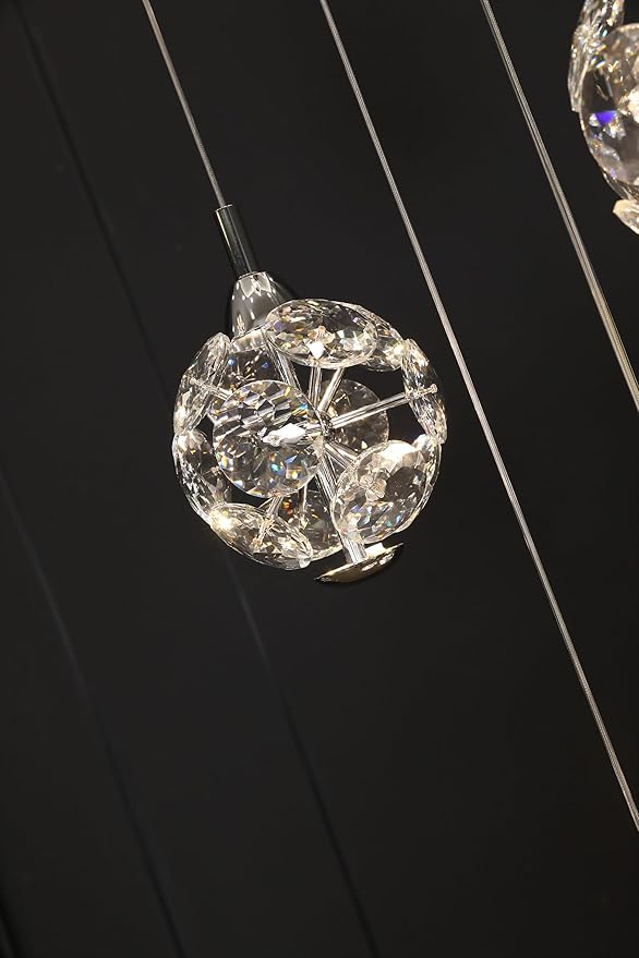 10-Light High Ceilings Long Chandeliers Modern Crystal Staircase Chandelier Hanging Lighting Fixtures for Spiral Staircase,Foyer,Entryway
