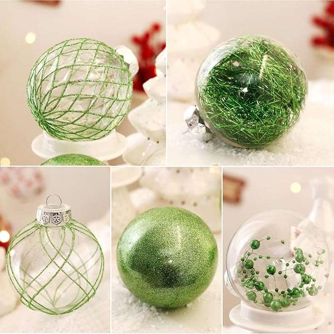 Christmas Ball Ornaments 20ct 80mm 3.15" Clear Shatterproof Xmas Ball Decorations for Christmas Tree Large Pet Decorative Christmas Baubles Bulk for Holiday Party Indoor and Outdoor
