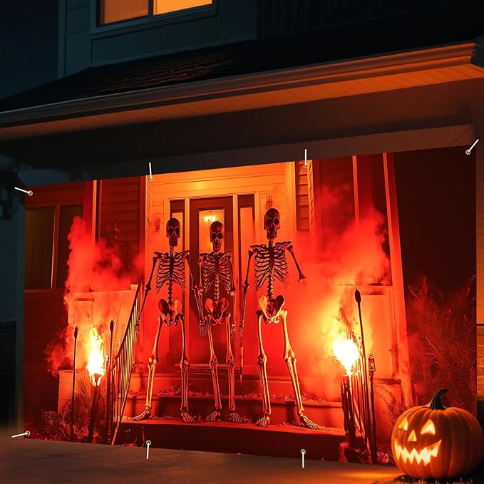 6 x 13 ft Halloween Garage Door Decorations Halloween decorations Witch Door Cover, Hanging Banner, Cauldron Backdrop Mural for Home, Outdoor, Indoor, Spooky Party, Wall, Window (Red)